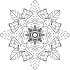 Easy Mandala coloring book simple and basic for beginners, seniors and children. Set of Mehndi flower pattern for Henna drawing and tattoo. Decoration in ethnic oriental, Indian style.