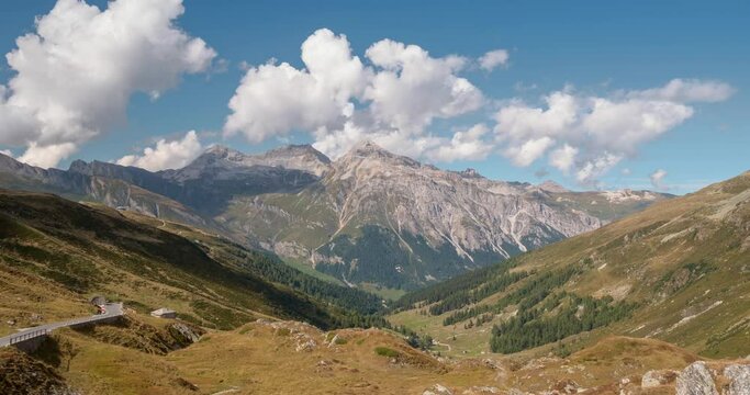 Beautiful Switzerland mountain landscape timelapse.