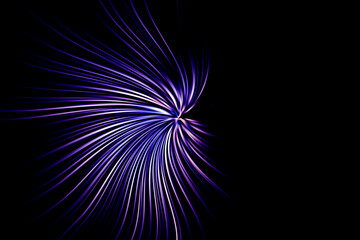 Abstract surface of blur radial zoom in lilac tones on a black background. Glowing lilac swirl textures for banners, posters, websites and other design projects. Color abstraction with swirl effect.