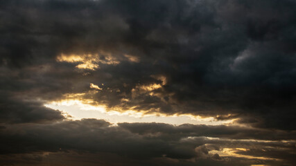 Dramatic sky with clouds on the sunset . Summer background.