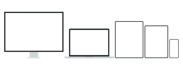 Set of desktop, laptop, tablet, smartphone. Vector illustration.