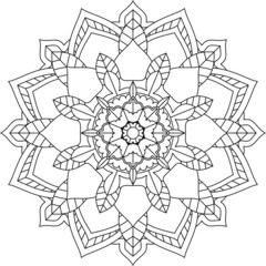 Easy Mandala coloring book simple and basic for beginners, seniors and children. Set of Mehndi flower pattern for Henna drawing and tattoo. Decoration in ethnic oriental, Indian style.