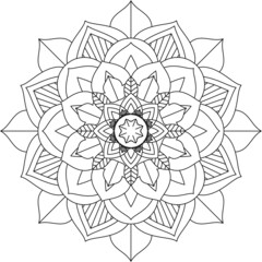 Easy Mandala coloring book simple and basic for beginners, seniors and children. Set of Mehndi flower pattern for Henna drawing and tattoo. Decoration in ethnic oriental, Indian style.