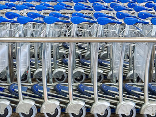 Empty baggage carts at the airport