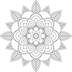 Easy Mandala coloring book simple and basic for beginners, seniors and children. Set of Mehndi flower pattern for Henna drawing and tattoo. Decoration in ethnic oriental, Indian style.