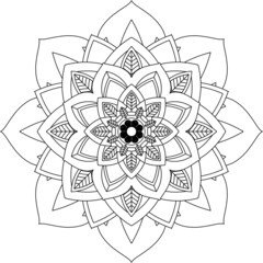 Easy Mandala coloring book simple and basic for beginners, seniors and children. Set of Mehndi flower pattern for Henna drawing and tattoo. Decoration in ethnic oriental, Indian style.