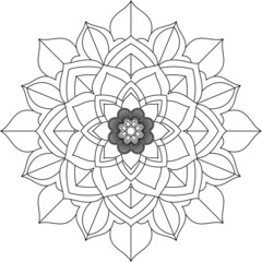 Easy Mandala coloring book simple and basic for beginners, seniors and children. Set of Mehndi flower pattern for Henna drawing and tattoo. Decoration in ethnic oriental, Indian style.