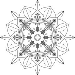 Easy Mandala coloring book simple and basic for beginners, seniors and children. Set of Mehndi flower pattern for Henna drawing and tattoo. Decoration in ethnic oriental, Indian style.