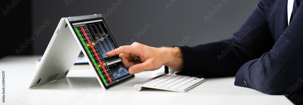 Poster Stock Exchange Business Analyst Using Computer