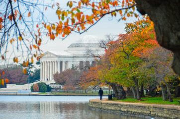Obraz premium Washington D.C. in autumn season - Jefferson Memorial and tidal basin