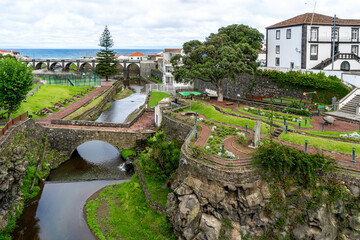 Fototapeta na wymiar Azores, island of Sao Miguel, in the Village of Ribeira Grande the park next to the City Hall 