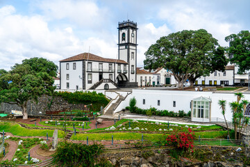 Fototapeta na wymiar Azores, island of Sao Miguel, in the Village of Ribeira Grande the City Hall 