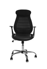 Comfortable leather office chair isolated on white