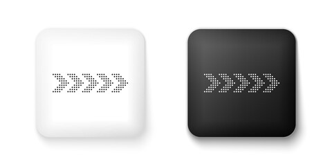 Black and white Dots arrow icon isolated on white background. Square button. Vector.