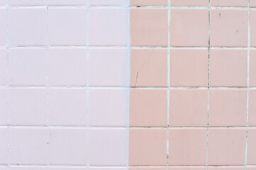 Full frame background texture of two tones Pink and light pink color of wall tile 