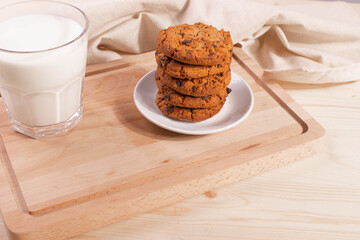 yummy homemade natural cookies on the rustic surface