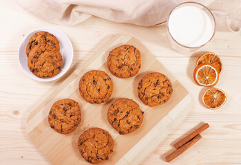 yummy homemade natural cookies on the rustic surface