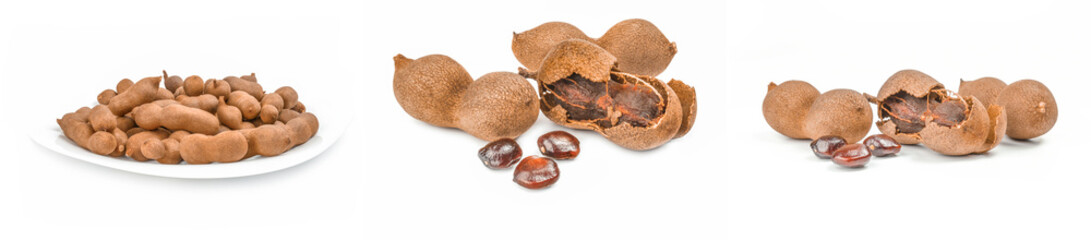 Set of Tamarind isolated on a white background cutout