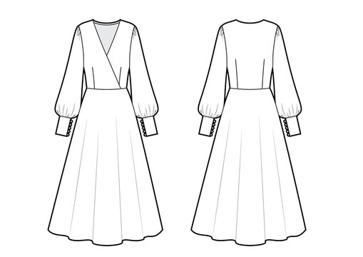 DRESS LONG Fashion Vector Flat Sketch for Adobe - Etsy Australia