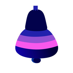 Vector cartoon flat illustration of Christmas tree toy - striped bell