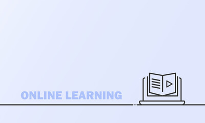 Online education or distance exam banner. Course e-learning from home, online studying. Vector on isolated background. EPS 10
