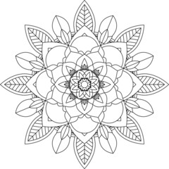 Easy Mandala coloring book simple and basic for beginners, seniors and children. Set of Mehndi flower pattern for Henna drawing and tattoo. Decoration in ethnic oriental, Indian style.