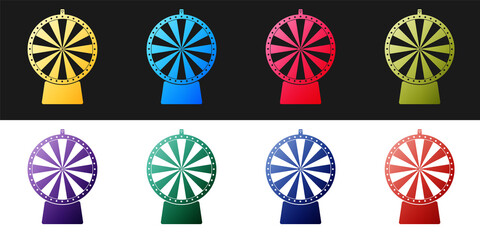 Set Lucky wheel icon isolated on black and white background. Vector.