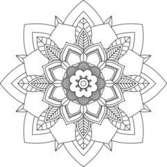 Easy Mandala coloring book simple and basic for beginners, seniors and children. Set of Mehndi flower pattern for Henna drawing and tattoo. Decoration in ethnic oriental, Indian style.