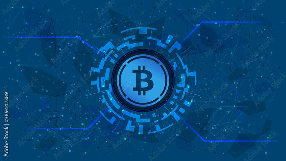 Wall mural wrapped bitcoin wbtc token symbol of the defi project in a digital circle with a cryptocurrency them