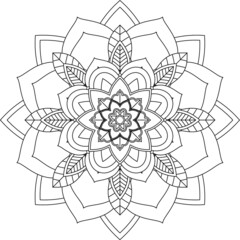 Easy Mandala coloring book simple and basic for beginners, seniors and children. Set of Mehndi flower pattern for Henna drawing and tattoo. Decoration in ethnic oriental, Indian style.