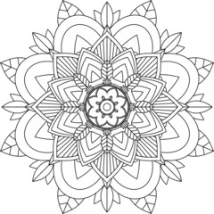 Easy Mandala coloring book simple and basic for beginners, seniors and children. Set of Mehndi flower pattern for Henna drawing and tattoo. Decoration in ethnic oriental, Indian style.