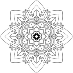 Easy Mandala coloring book simple and basic for beginners, seniors and children. Set of Mehndi flower pattern for Henna drawing and tattoo. Decoration in ethnic oriental, Indian style.