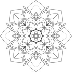 Easy Mandala coloring book simple and basic for beginners, seniors and children. Set of Mehndi flower pattern for Henna drawing and tattoo. Decoration in ethnic oriental, Indian style.