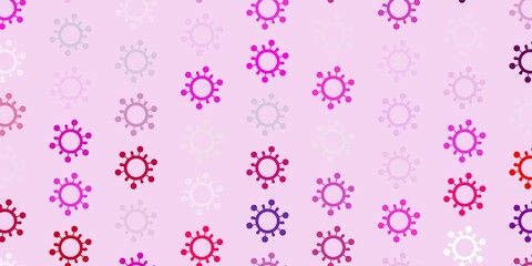 Light Pink, Yellow vector background with covid-19 symbols.