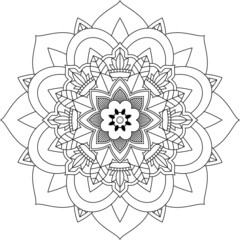 Easy Mandala coloring book simple and basic for beginners, seniors and children. Set of Mehndi flower pattern for Henna drawing and tattoo. Decoration in ethnic oriental, Indian style.
