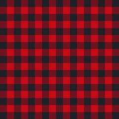 Lumberjack plaid pattern. Black and red lumberjack. Vector on isolated background. EPS 10