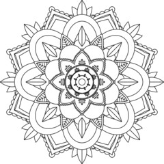 Easy Mandala coloring book simple and basic for beginners, seniors and children. Set of Mehndi flower pattern for Henna drawing and tattoo. Decoration in ethnic oriental, Indian style.