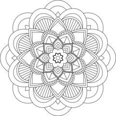 Easy Mandala coloring book simple and basic for beginners, seniors and children. Set of Mehndi flower pattern for Henna drawing and tattoo. Decoration in ethnic oriental, Indian style.