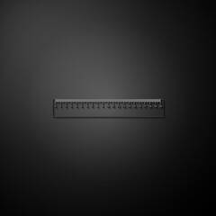 Fototapeta premium Silver Ruler icon isolated on black background. Straightedge symbol. Long shadow style. Vector.