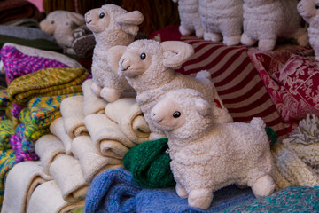 sheep dolls made with wool.