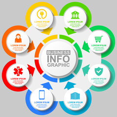 Flat design circular infographic vector template for web presentation and diagram, business concept
