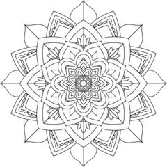 Easy Mandala coloring book simple and basic for beginners, seniors and children. Set of Mehndi flower pattern for Henna drawing and tattoo. Decoration in ethnic oriental, Indian style.