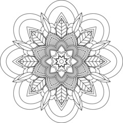 Easy Mandala coloring book simple and basic for beginners, seniors and children. Set of Mehndi flower pattern for Henna drawing and tattoo. Decoration in ethnic oriental, Indian style.