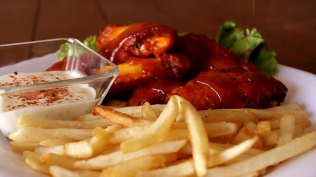 
wings dipped in sauce