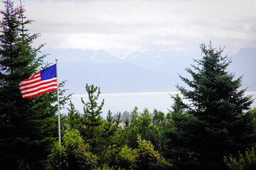 american flag in Alaska