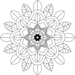 Easy Mandala coloring book simple and basic for beginners, seniors and children. Set of Mehndi flower pattern for Henna drawing and tattoo. Decoration in ethnic oriental, Indian style.