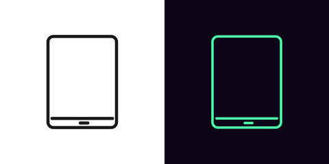 Outline tablet icon. Linear tablet sign, isolated pad device with editable stroke