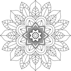Easy Mandala coloring book simple and basic for beginners, seniors and children. Set of Mehndi flower pattern for Henna drawing and tattoo. Decoration in ethnic oriental, Indian style.