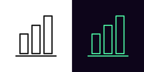 Outline upward graph icon. Linear growth diagram sign, up bar chart with editable stroke