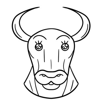 Vector image of an cow head on white background. Cute bull head